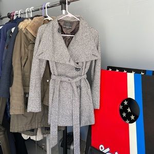 Black & White Tweed Peacoat - XS